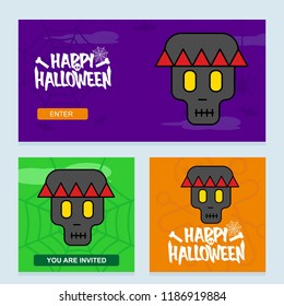 Happy Halloween invitation design with skull vector