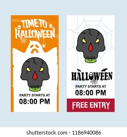 Happy Halloween invitation design with skull vector