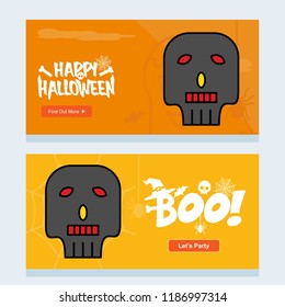 Happy Halloween invitation design with skull vector