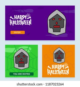 Happy Halloween invitation design with skull vector