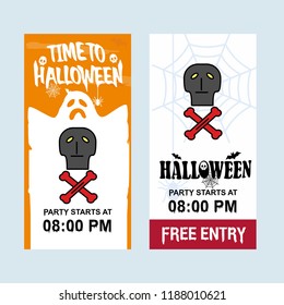 Happy Halloween invitation design with skull vector