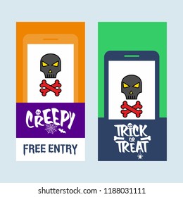 Happy Halloween invitation design with skull vector