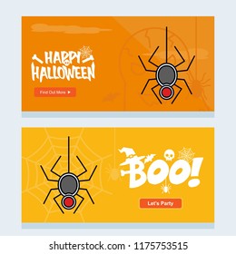 Happy Halloween invitation design with spider vector