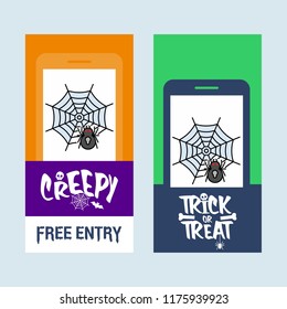 Happy Halloween invitation design with spider vector
