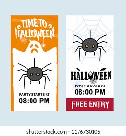 Happy Halloween invitation design with spider vector
