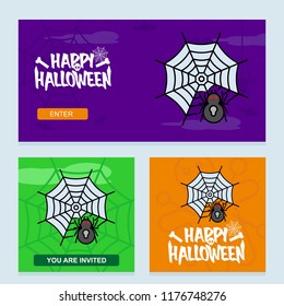 Happy Halloween invitation design with spider vector