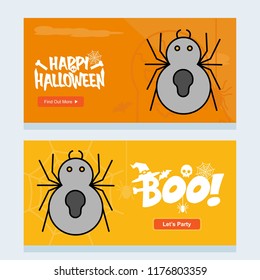 Happy Halloween invitation design with spider vector