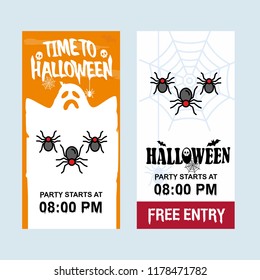 Happy Halloween invitation design with spider vector