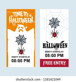 Happy Halloween invitation design with spider vector