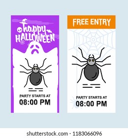 Happy Halloween invitation design with spider vector