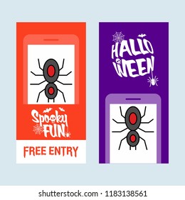 Happy Halloween invitation design with spider vector