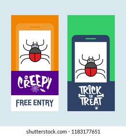 Happy Halloween invitation design with spider vector