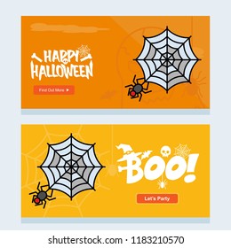 Happy Halloween invitation design with spider vector