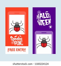 Happy Halloween invitation design with spider vector
