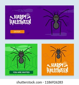 Happy Halloween invitation design with spider vector