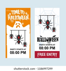 Happy Halloween invitation design with spider vector