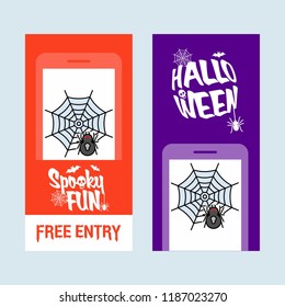 Happy Halloween invitation design with spider vector