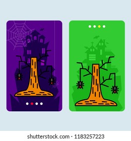 Happy Halloween invitation design with tree and bat vector
