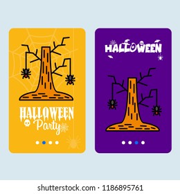 Happy Halloween invitation design with tree and bat vector