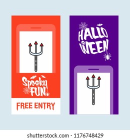 Happy Halloween invitation design with trident vector