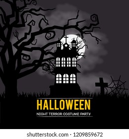 Happy Halloween invitation design with typography vector 