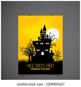 Happy Halloween invitation design with yellow background vector 