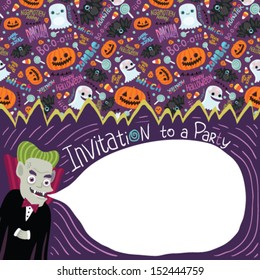 Happy Halloween invitation with Dracula. Halloween background