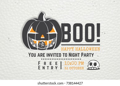 Happy Halloween. Invitation to a party of Halloween. Typographic labels, stickers, logos and badges. Flat vector illustration