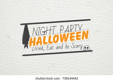 Happy Halloween. Invitation to a party of Halloween. Typographic labels, stickers, logos and badges. Flat vector illustration