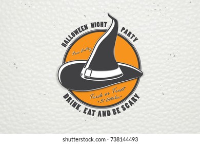 Happy Halloween. Invitation to a party of Halloween. Typographic labels, stickers, logos and badges. Flat vector illustration