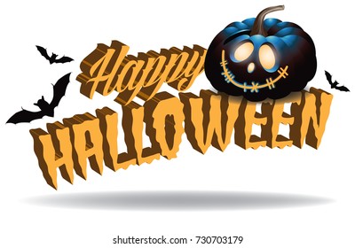 Happy Halloween isolated title or header illustration. EPS 10 vector.