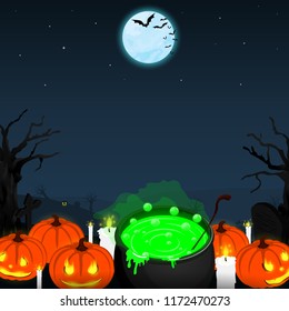 happy halloween isometric cauldron jack o lantern vector  