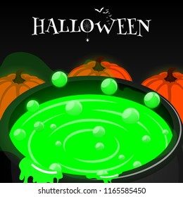 happy halloween isometric cauldron pumkin vector  