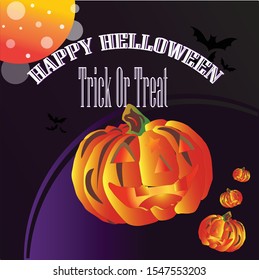 Happy Halloween Jack` O Lantern Vector Designer with Purple Background