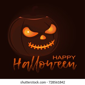 Happy Halloween Jack o lantern vector.Pumpkin spooky head. Scary face.