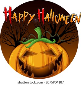 Happy Halloween with Jack o'lantern pumpkin illustration