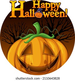 Happy Halloween with Jack o'lantern pumpkin illustration