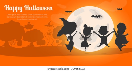 Happy Halloween kids character vector concept. Cute Halloween kids set. Vector Illustration. - stock vector