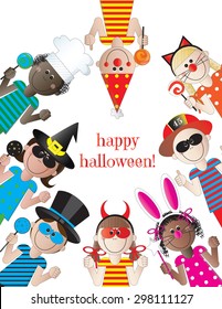 Happy Halloween Kids on White Background