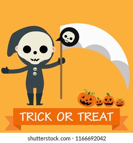 Happy Halloween kids party invitation poster or card illustration design vector