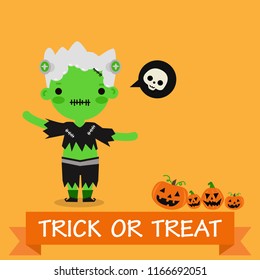 Happy Halloween kids party invitation poster or card illustration design vector