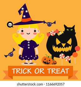 Happy Halloween kids party invitation poster or card illustration design vector