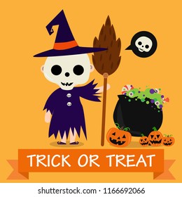 Happy Halloween kids party invitation poster or card illustration design vector