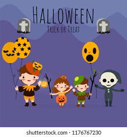 Happy Halloween kids party invitation poster or card illustration design vector