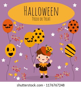 Happy Halloween kids party invitation poster or card illustration design vector
