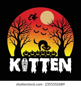 Happy Halloween Kitten t-shirt design 