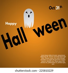 Happy Halloween label with ghost. Made in vector