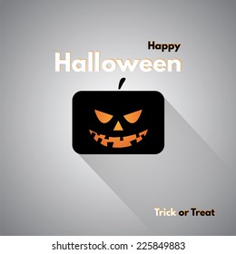 Happy Halloween label with pumpkins. Made in vector