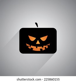 Happy Halloween label with pumpkins. Made in vector