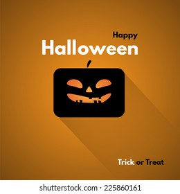 Happy Halloween label with pumpkins. Made in vector